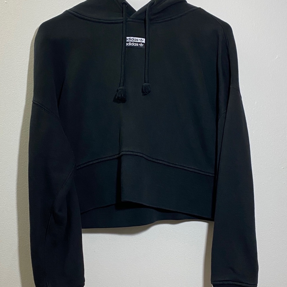 Pre Loved Adidas Black Crop Hoodie